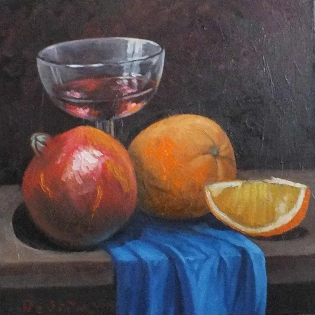DEVRİM DEMİRAL — “Şarap”, 2015 "Şarap" eseri DEVRİM DEMİRAL tarafından 2015 yılında 25x25 cm ölçülerinde Tuval üzeri yağlı boya tekniği ile yapılmıştır.