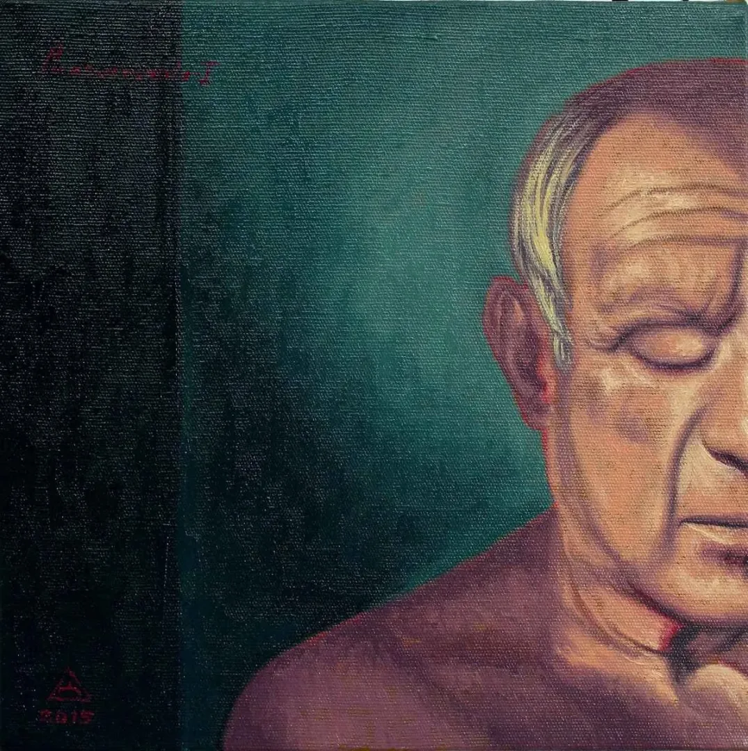 EYÜP ATAŞ — “Picasso.mania”, 2015 "Picasso.mania" eseri EYÜP ATAŞ tarafından 2015 yılında 25x25 cm ölçülerinde Tuval üzeri yağlı boya tekniği ile yapılmıştır.