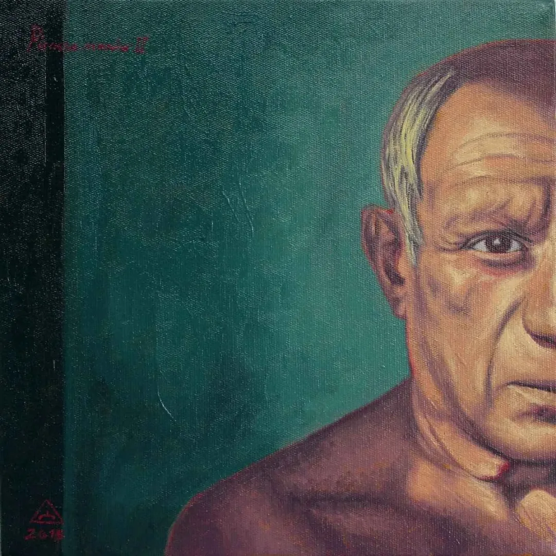 EYÜP ATAŞ — “Picasso.mania”, 2015 "Picasso.mania" eseri EYÜP ATAŞ tarafından 2015 yılında 25x25 cm ölçülerinde Tuval üzeri yağlı boya tekniği ile yapılmıştır.