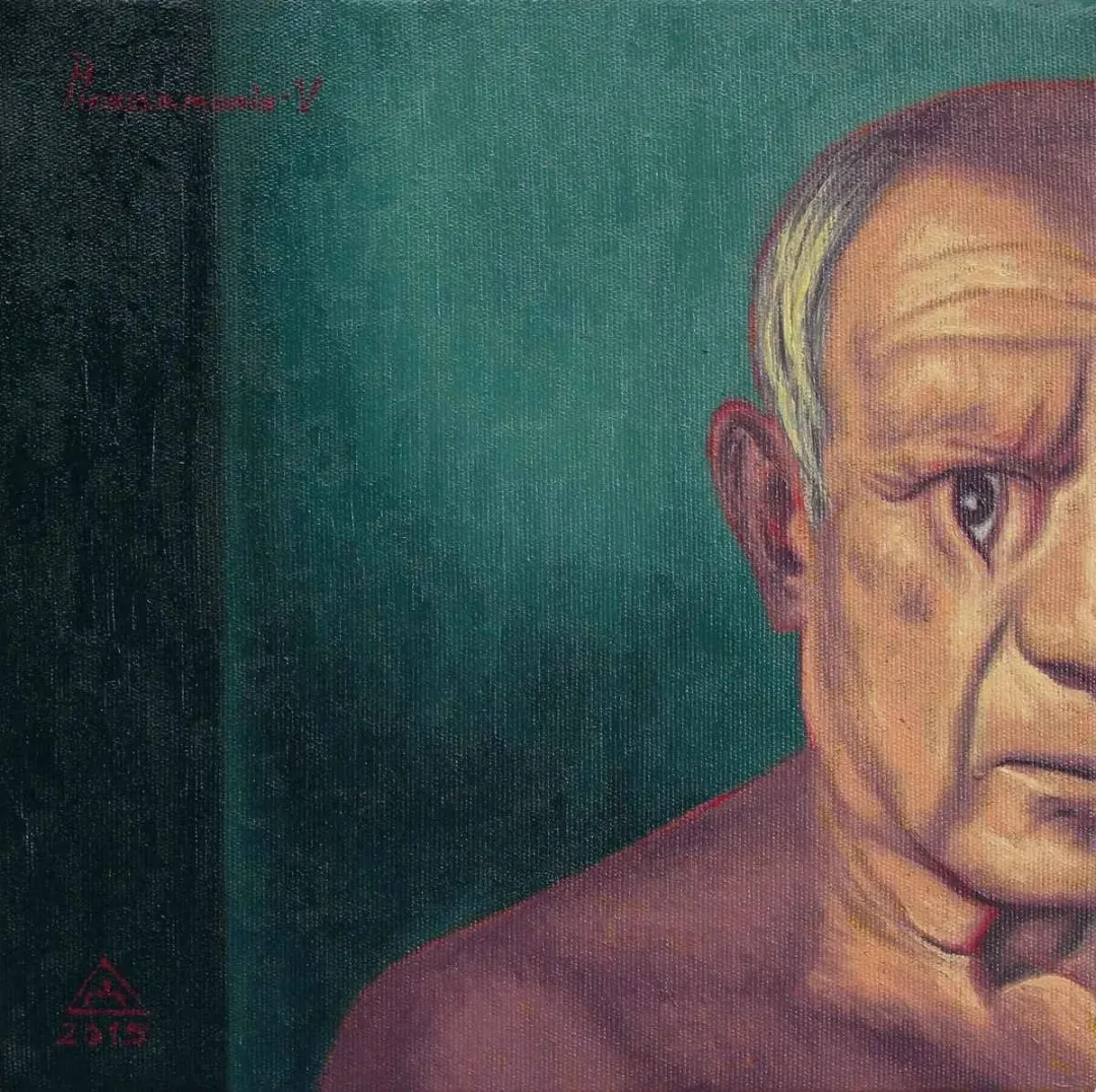 EYÜP ATAŞ — “Picasso.mania”, 2015 "Picasso.mania" eseri EYÜP ATAŞ tarafından 2015 yılında 25x25 cm ölçülerinde Tuval üzeri yağlı boya tekniği ile yapılmıştır.