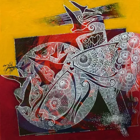 "isimsiz" eseri ENGİN KORKMAZ tarafından 2015 yılında 25x25 cm ölçülerinde Tuval üzeri akrilik boya tekniği ile yapılmıştır.