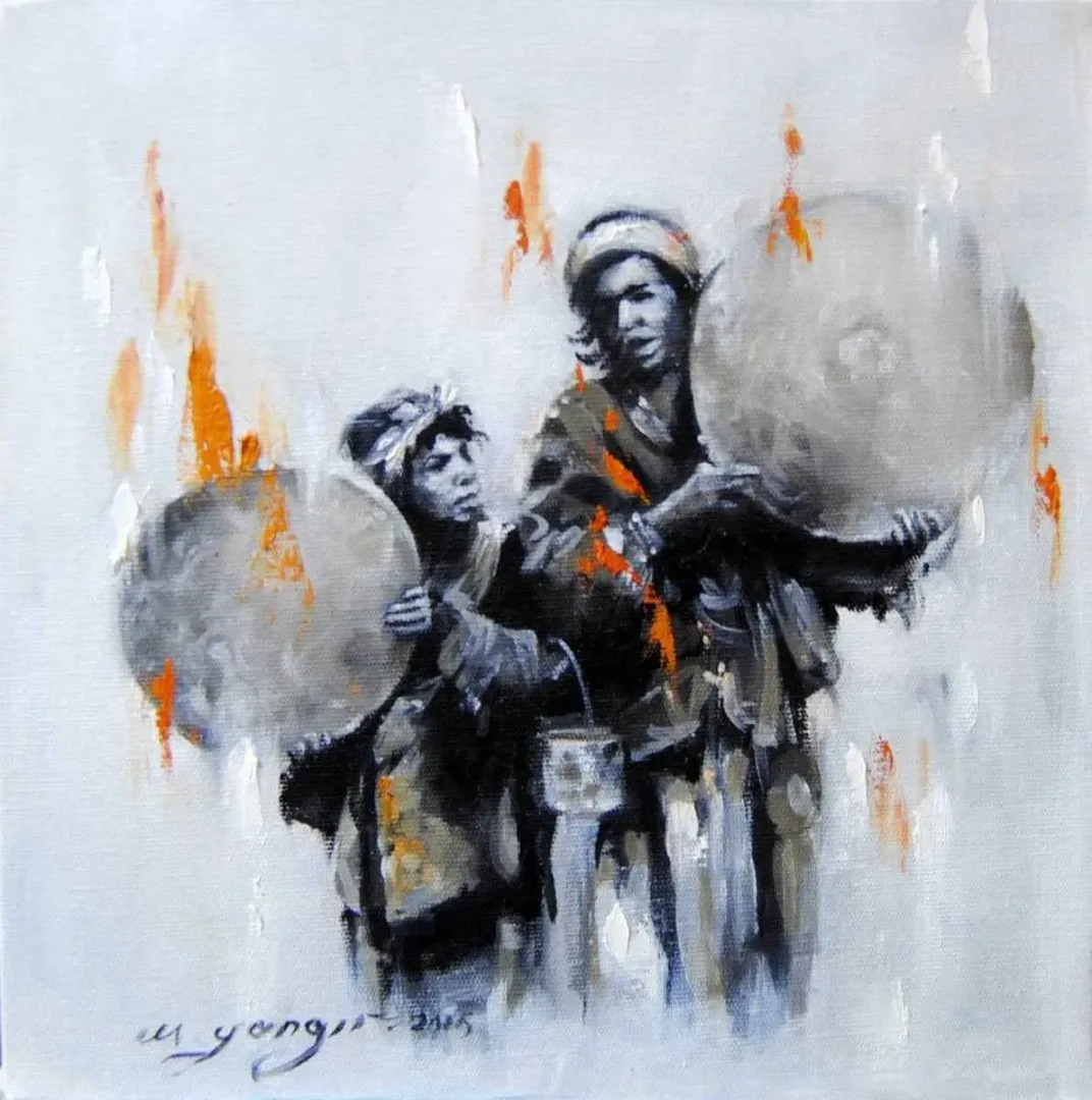 MEHMET YANGIR — “Bir Çingene Masalı”, 2015 "Bir Çingene Masalı" eseri MEHMET YANGIR tarafından 2015 yılında 25x25 cm ölçülerinde Tuval üzeri yağlı boya tekniği ile yapılmıştır.