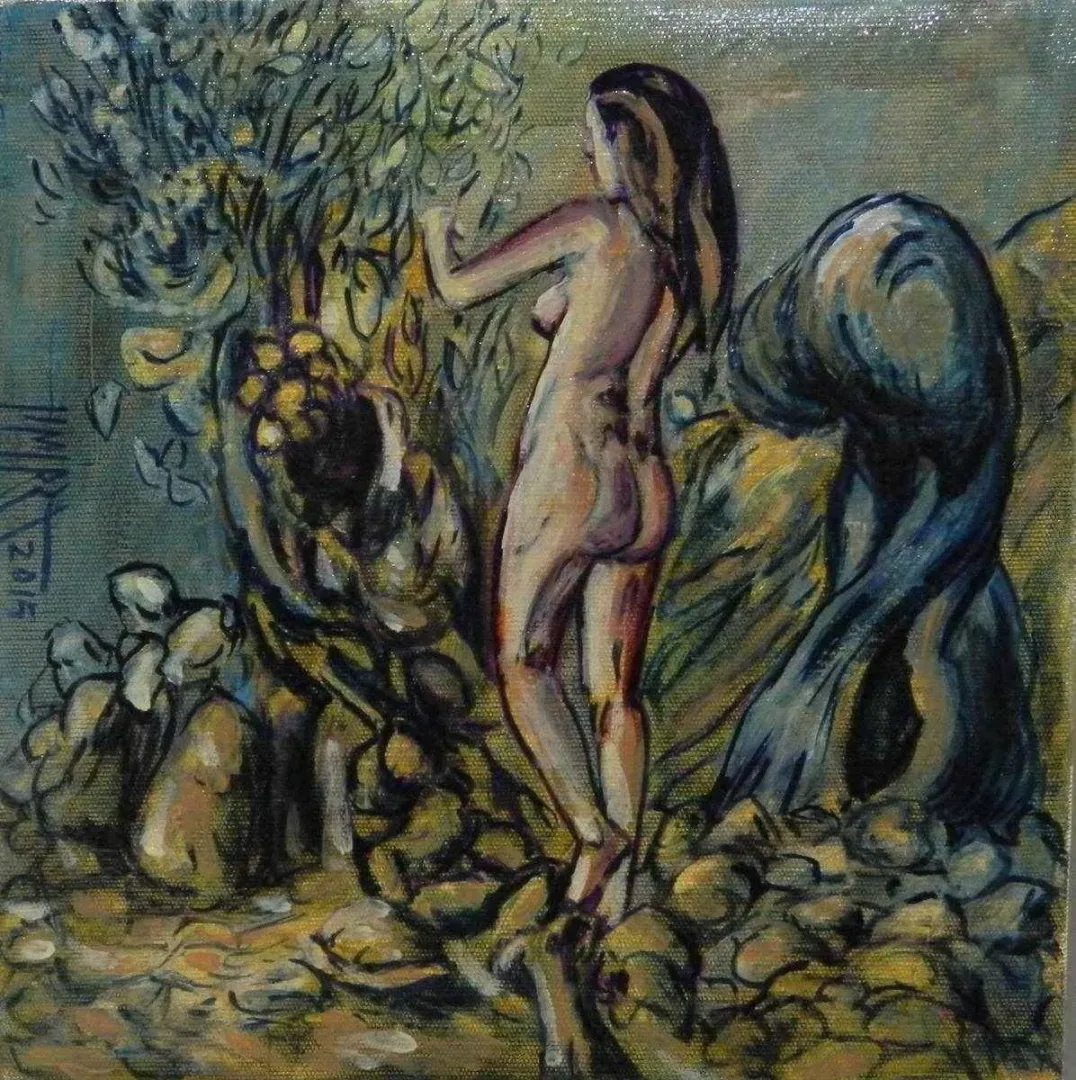 HASAN MİRZA — “isimsiz”, 2015 "isimsiz" eseri HASAN MİRZA tarafından 2015 yılında 25x25 cm ölçülerinde Tuval üzeri akrilik boya tekniği ile yapılmıştır.
