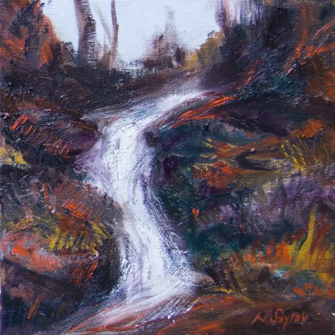 NİLAY SAYRAV — “Şelale”, 2015 "Şelale" eseri NİLAY SAYRAV tarafından 2015 yılında 25x25 cm ölçülerinde Tuval üzeri yağlı boya tekniği ile yapılmıştır.