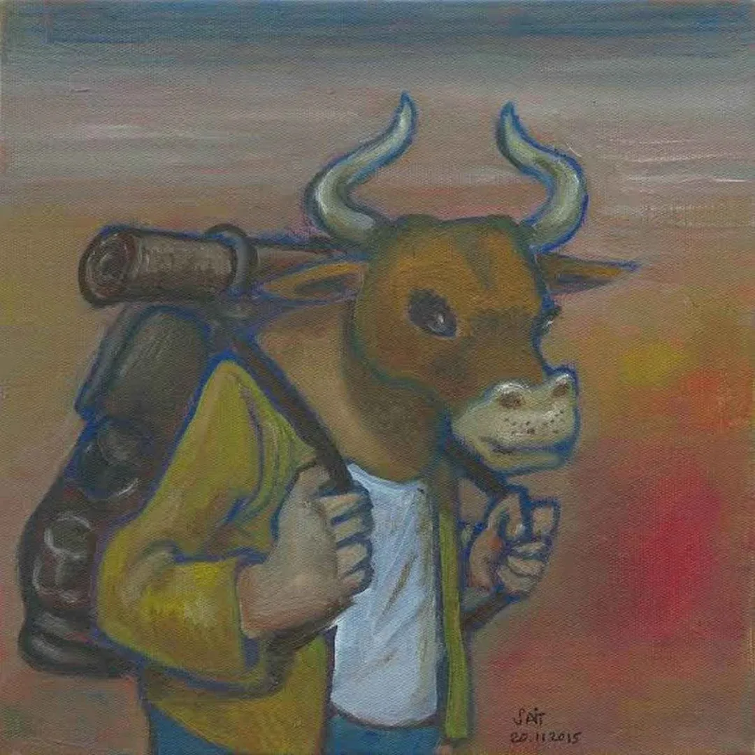 SAİT OKTAY — “Saitoros”, 2015 "Saitoros" eseri SAİT OKTAY tarafından 2015 yılında 25x25 cm ölçülerinde Tuval üzeri yağlı boya tekniği ile yapılmıştır.