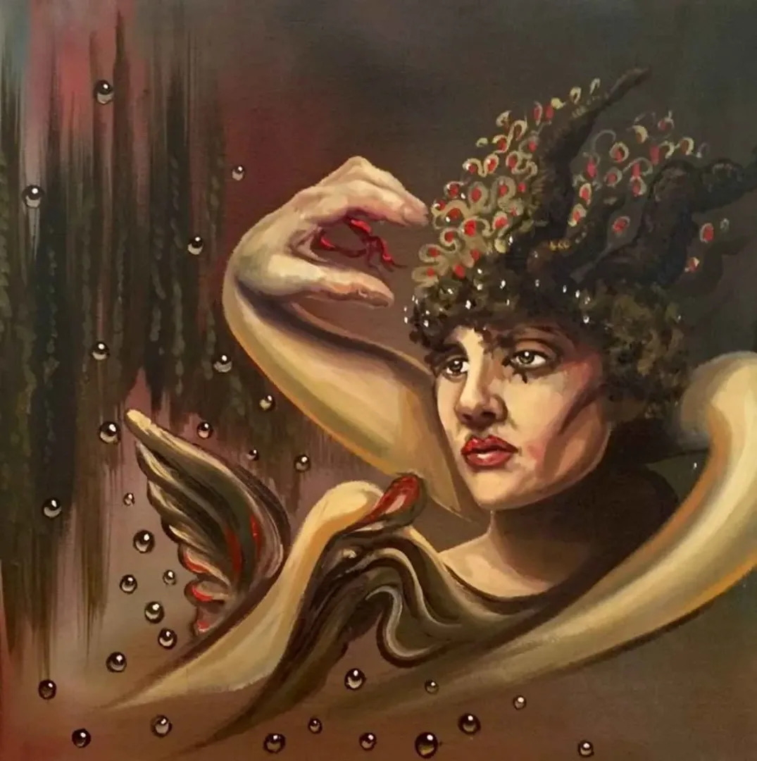 HATİCE BERRAK ÇİÇE — “Düşünce”, 2015 "Düşünce" eseri HATİCE BERRAK ÇİÇE tarafından 2015 yılında 25x25 cm ölçülerinde Tuval üzeri yağlı boya tekniği ile yapılmıştır.