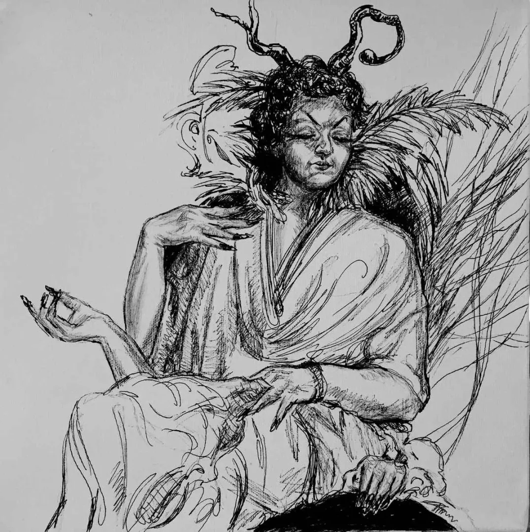 HATİCE BERRAK ÇİÇE — “Örümcek Kadın”, 2015 "Örümcek Kadın" eseri HATİCE BERRAK ÇİÇE tarafından 2015 yılında 25x25 cm ölçülerinde Tuval üzeri pilot kalem tekniği ile yapılmıştır.