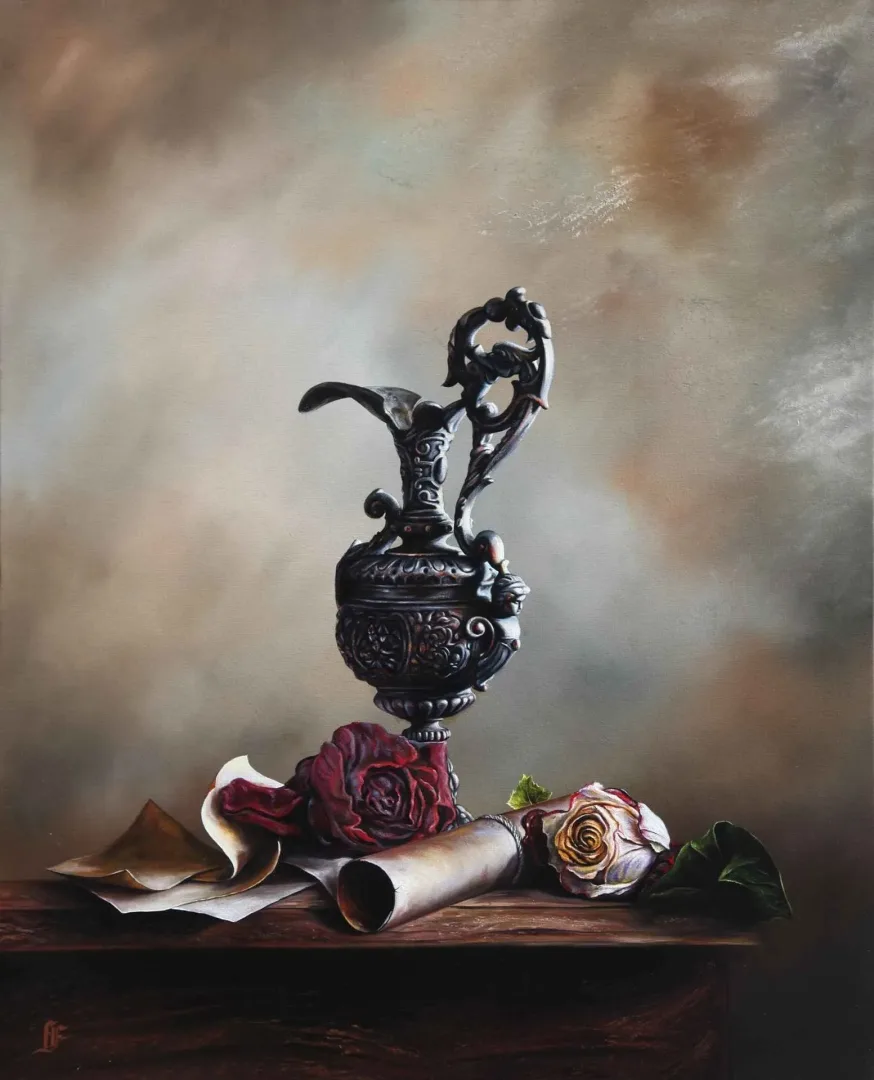 HÜSEYİN FEYZULLAH — “Veda”, 2016 "Veda" eseri HÜSEYİN FEYZULLAH tarafından 2016 yılında 100x80 cm ölçülerinde Tuval üzeri yağlı boya tekniği ile yapılmıştır.