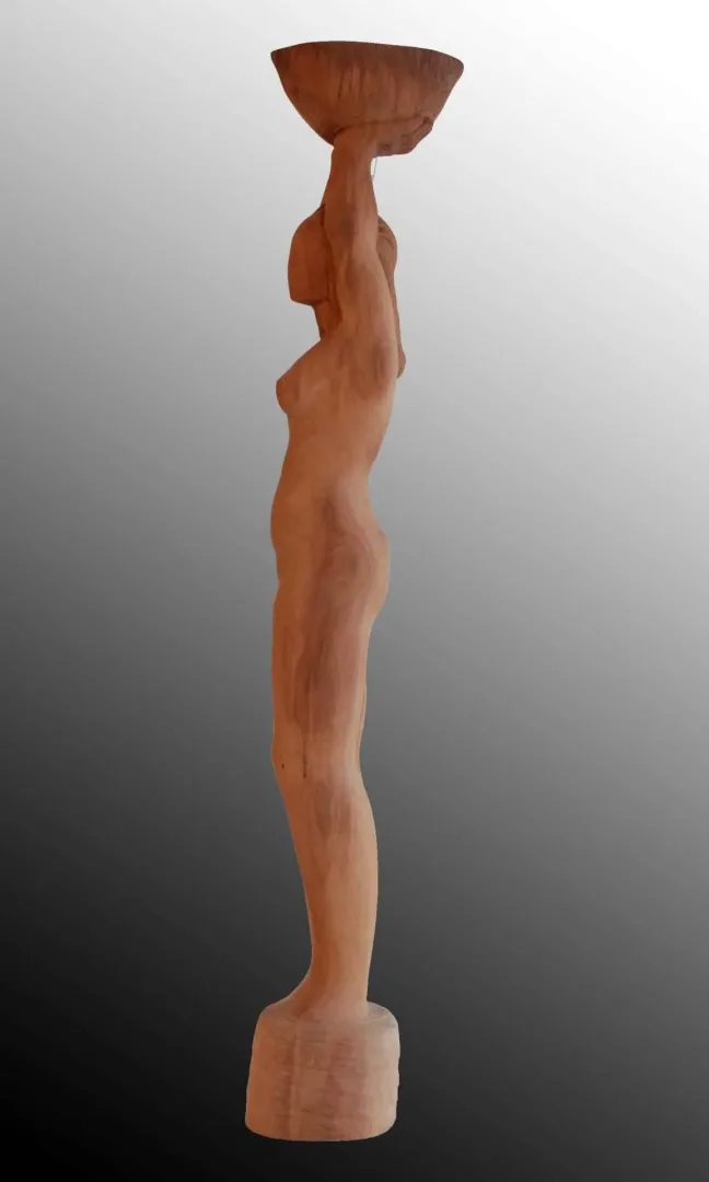 AZİMET KARAMAN — 2016 Bu eser AZİMET KARAMAN tarafından 2016 yılında 148x26x16 cm ölçülerinde Ağaç yontu tekniği ile yapılmıştır.