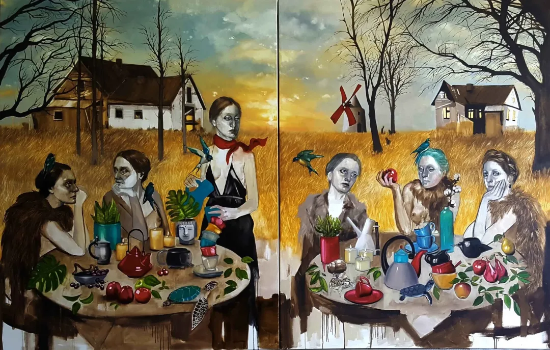 SEMA ÖCAL — “Beş Çayı”, 2016 "Beş Çayı" eseri SEMA ÖCAL tarafından 2016 yılında 180x280 cm ölçülerinde Tuval üzeri yağlı boya tekniği ile yapılmıştır.