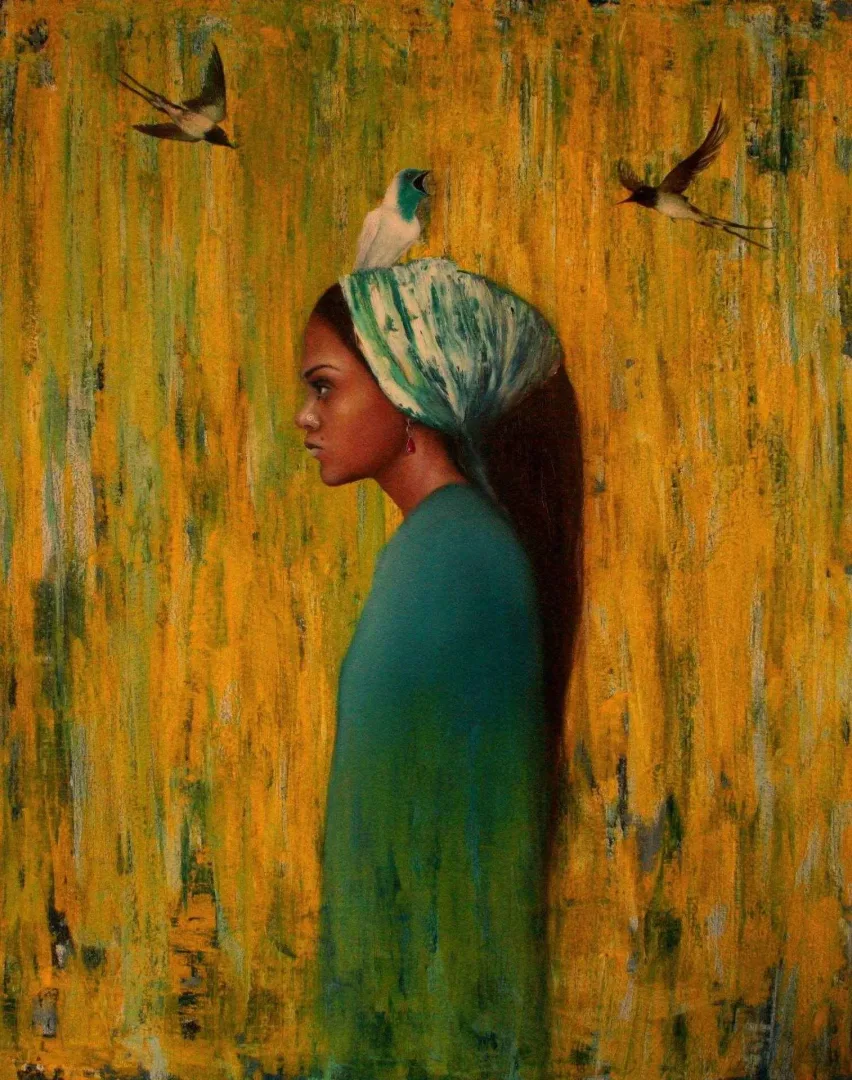 AZAT YEMAN — “Melekutî kuşlarım”, 2016 "Melekutî kuşlarım" eseri AZAT YEMAN tarafından 2016 yılında 100x80 cm ölçülerinde Tuval üzeri akrilik ve yağlı boya tekniği ile yapılmıştır.