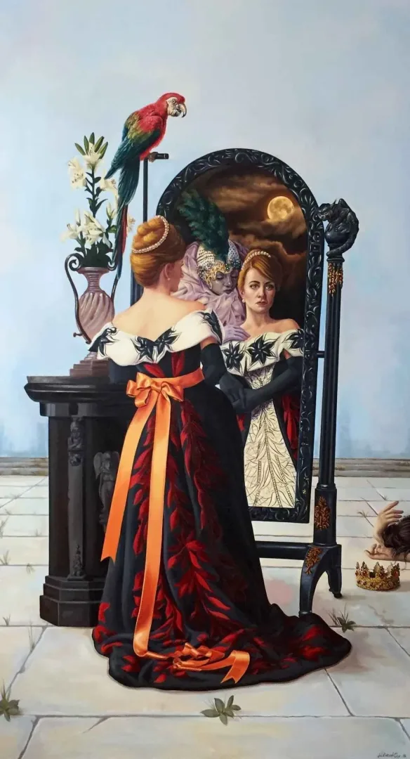 HATİCE BERRAK ÇİÇE — “Aynanın Kalbi”, 2016 "Aynanın Kalbi" eseri HATİCE BERRAK ÇİÇE tarafından 2016 yılında 180x100 cm ölçülerinde Tuval üzeri yağlı boya tekniği ile yapılmıştır.