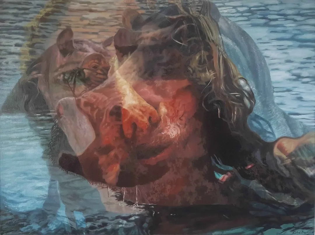ZUHAL BAYSAR — “Su Aygırı-Hippopotamus”, 2016 "Su Aygırı-Hippopotamus" eseri ZUHAL BAYSAR tarafından 2016 yılında 90x120 cm ölçülerinde Tuval üzeri yağlı boya tekniği ile yapılmıştır.