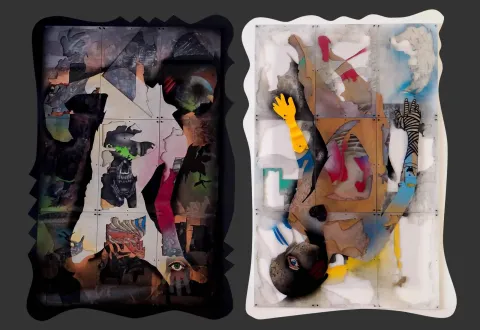 "İyi-Kötü" eseri EMRE LÜLE tarafından 2016 yılında 140x190 cm ölçülerinde Poliplastik tekniği ile yapılmıştır.