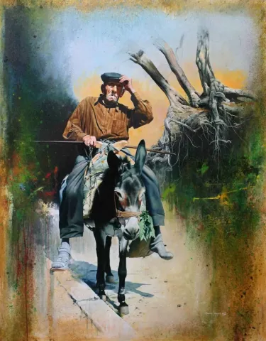 "Günaydın Halil Dede" eseri HASAN SAYGIN tarafından 2011 yılında 146x114 cm ölçülerinde Tuval üzeri yağlı boya tekniği ile yapılmıştır.