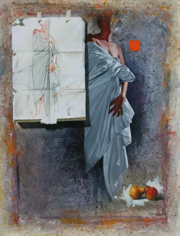 "Drape" eseri HASAN SAYGIN tarafından 2009 yılında 116x89 cm ölçülerinde Tuval üzeri yağlı boya tekniği ile yapılmıştır.