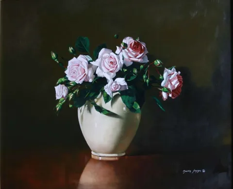 "Güller-1" eseri HASAN SAYGIN tarafından 2010 yılında 61x50 cm ölçülerinde Tuval üzeri yağlı boya tekniği ile yapılmıştır.