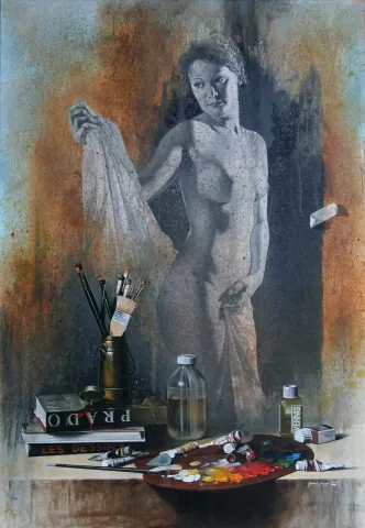 "Palet" eseri HASAN SAYGIN tarafından 2012 yılında 116x81 cm ölçülerinde Tuval üzeri yağlı boya tekniği ile yapılmıştır.