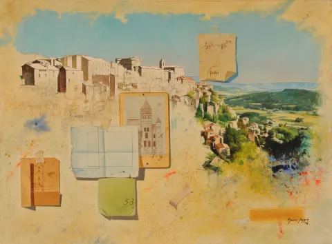 "Gördes Görüntüsü" eseri HASAN SAYGIN tarafından 2002 yılında 73x54 cm ölçülerinde Tuval üzeri yağlı boya tekniği ile yapılmıştır.