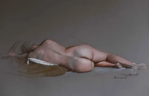 "Uyku" eseri HASAN SAYGIN tarafından 2015 yılında 70x40 cm ölçülerinde Kağıt üzeri pastel boya tekniği ile yapılmıştır.