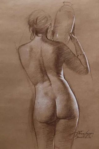 "Anne Cecile-2" eseri HASAN SAYGIN tarafından 2015 yılında 47x30 cm ölçülerinde Desen tekniği ile yapılmıştır.