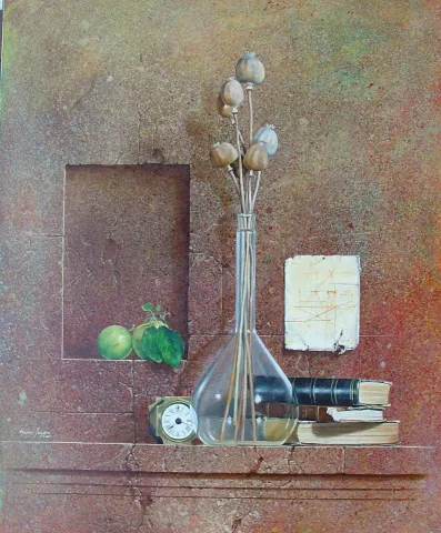 "Bir Sabah" eseri HASAN SAYGIN tarafından 81x65 cm ölçülerinde Tuval üzeri yağlı boya tekniği ile yapılmıştır.