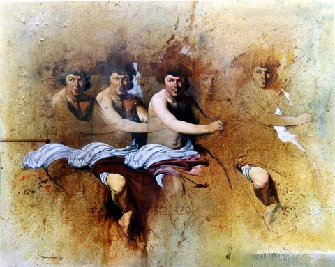 "Velasqueze Saygı" eseri HASAN SAYGIN tarafından 2009 yılında 100x81 cm ölçülerinde Tuval üzeri yağlı boya tekniği ile yapılmıştır.