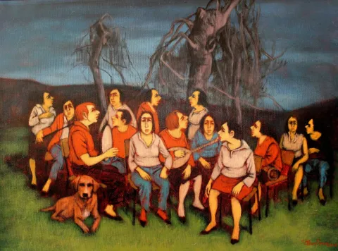 "İsimsiz" eseri ORHAN UMUT tarafından 2016 yılında 60x80 cm ölçülerinde Tuval üzeri akrilik boya tekniği ile yapılmıştır.