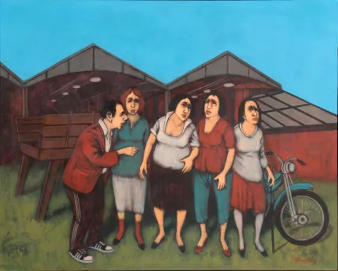 "İsimsiz" eseri ORHAN UMUT tarafından 2016 yılında 80x100 cm ölçülerinde Tuval üzeri akrilik boya tekniği ile yapılmıştır.