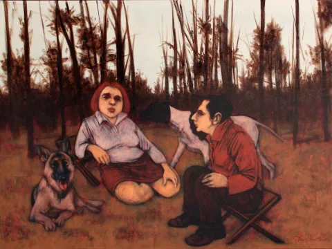 "İsimsiz" eseri ORHAN UMUT tarafından 2016 yılında 90x120 cm ölçülerinde Tuval üzeri akrilik boya tekniği ile yapılmıştır.
