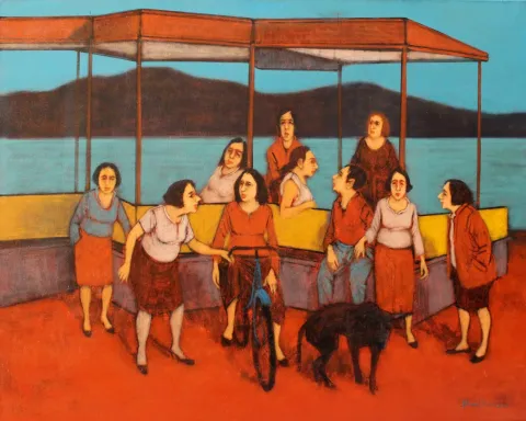 "İsimsiz" eseri ORHAN UMUT tarafından 2016 yılında 80x100 cm ölçülerinde Tuval üzeri akrilik boya tekniği ile yapılmıştır.