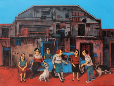 "İsimsiz" eseri ORHAN UMUT tarafından 2016 yılında 90x120 cm ölçülerinde Tuval üzeri akrilik boya tekniği ile yapılmıştır.