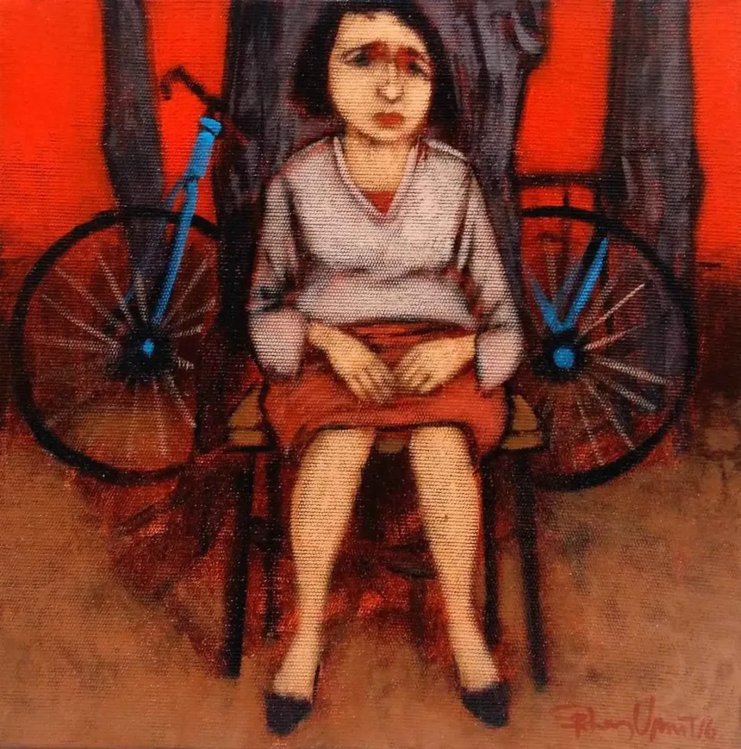 ORHAN UMUT — “isimsiz”, 2016 "isimsiz" eseri ORHAN UMUT tarafından 2016 yılında 25x25 cm ölçülerinde Tuval üzeri akrilik boya tekniği ile yapılmıştır.