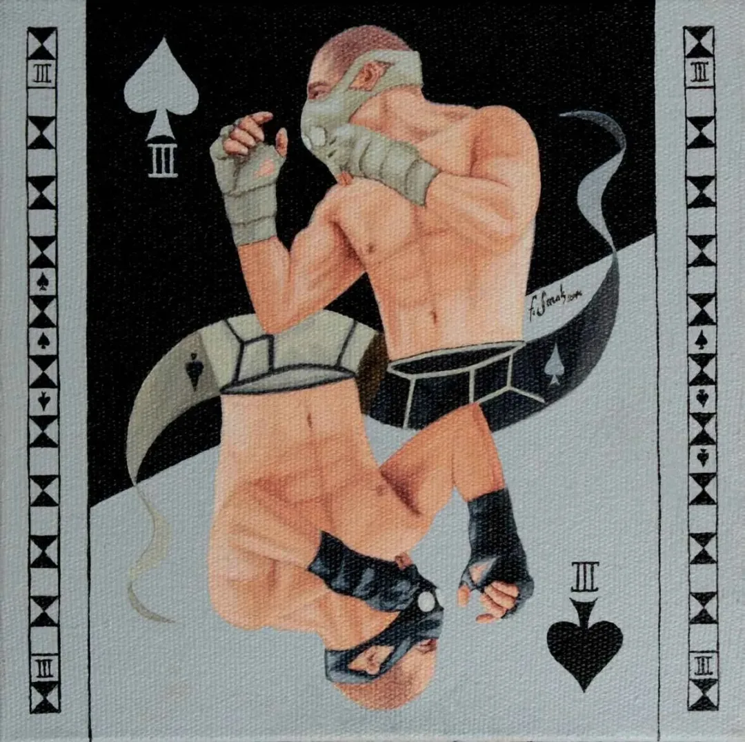 FATİH SAZAK — “Maça 3”, 2016 "Maça 3" eseri FATİH SAZAK tarafından 2016 yılında 25x25 cm ölçülerinde Tuval üzeri akrilik boya tekniği ile yapılmıştır.