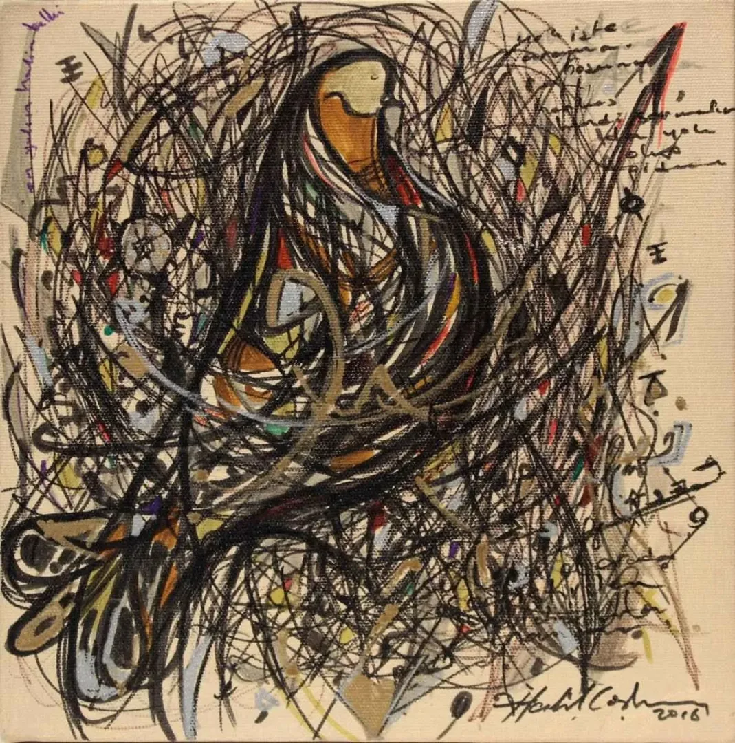 HALİL COŞKUN — “isimsiz”, 2016 "isimsiz" eseri HALİL COŞKUN tarafından 2016 yılında 25x25 cm ölçülerinde Tuval üzeri akrilik boya tekniği ile yapılmıştır.