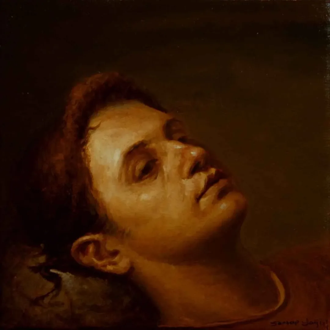 SERTAP YEĞİN — “başını taşa koyan”, 2016 "başını taşa koyan" eseri SERTAP YEĞİN tarafından 2016 yılında 25x25 cm ölçülerinde Tuval üzeri yağlı boya tekniği ile yapılmıştır.