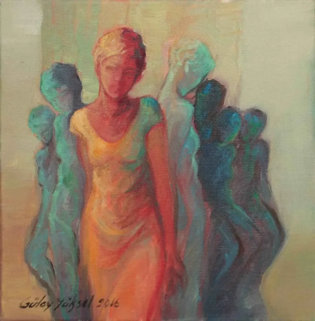 GÜLAY YÜKSEL — “isimsiz”, 2016 "isimsiz" eseri GÜLAY YÜKSEL tarafından 2016 yılında 25x25 cm ölçülerinde Tuval üzeri yağlı boya tekniği ile yapılmıştır.