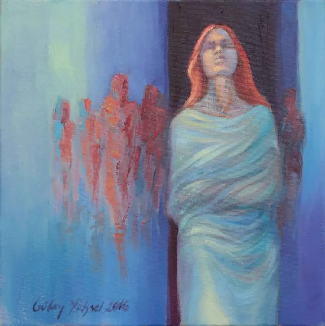 GÜLAY YÜKSEL — “isimsiz”, 2016 "isimsiz" eseri GÜLAY YÜKSEL tarafından 2016 yılında 25x25 cm ölçülerinde Tuval üzeri yağlı boya tekniği ile yapılmıştır.