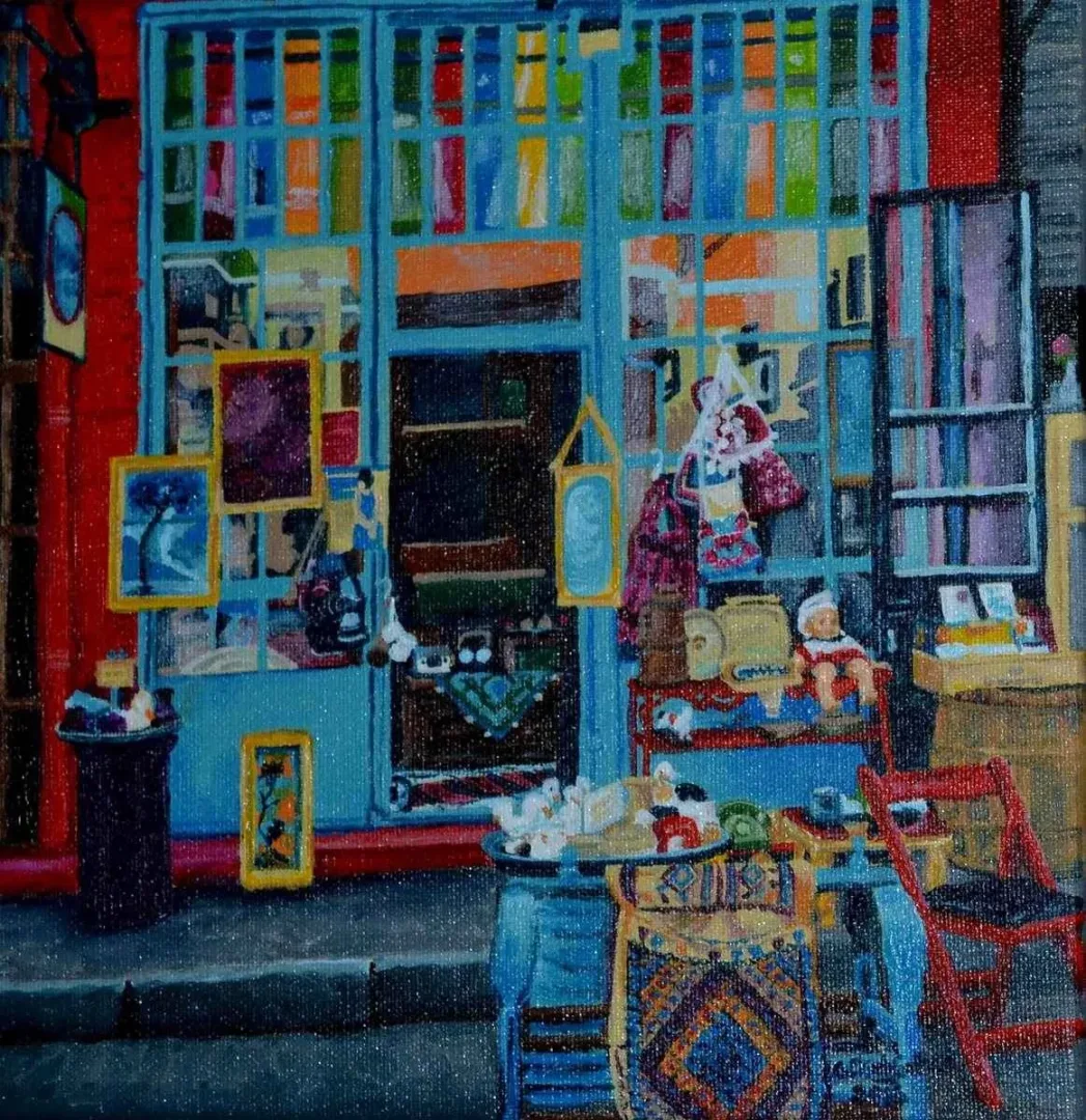 GÜLŞAH ÇALHAN — “Mekan”, 2016 "Mekan" eseri GÜLŞAH ÇALHAN tarafından 2016 yılında 25x25 cm ölçülerinde Tuval üzeri yağlı boya tekniği ile yapılmıştır.
