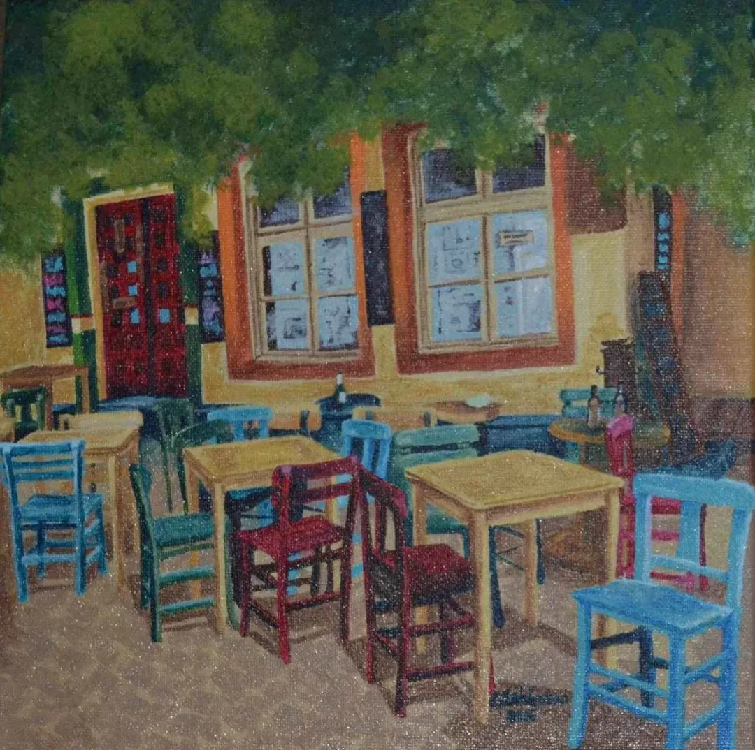 GÜLŞAH ÇALHAN — “Mekan”, 2016 "Mekan" eseri GÜLŞAH ÇALHAN tarafından 2016 yılında 25x25 cm ölçülerinde Tuval üzeri yağlı boya tekniği ile yapılmıştır.
