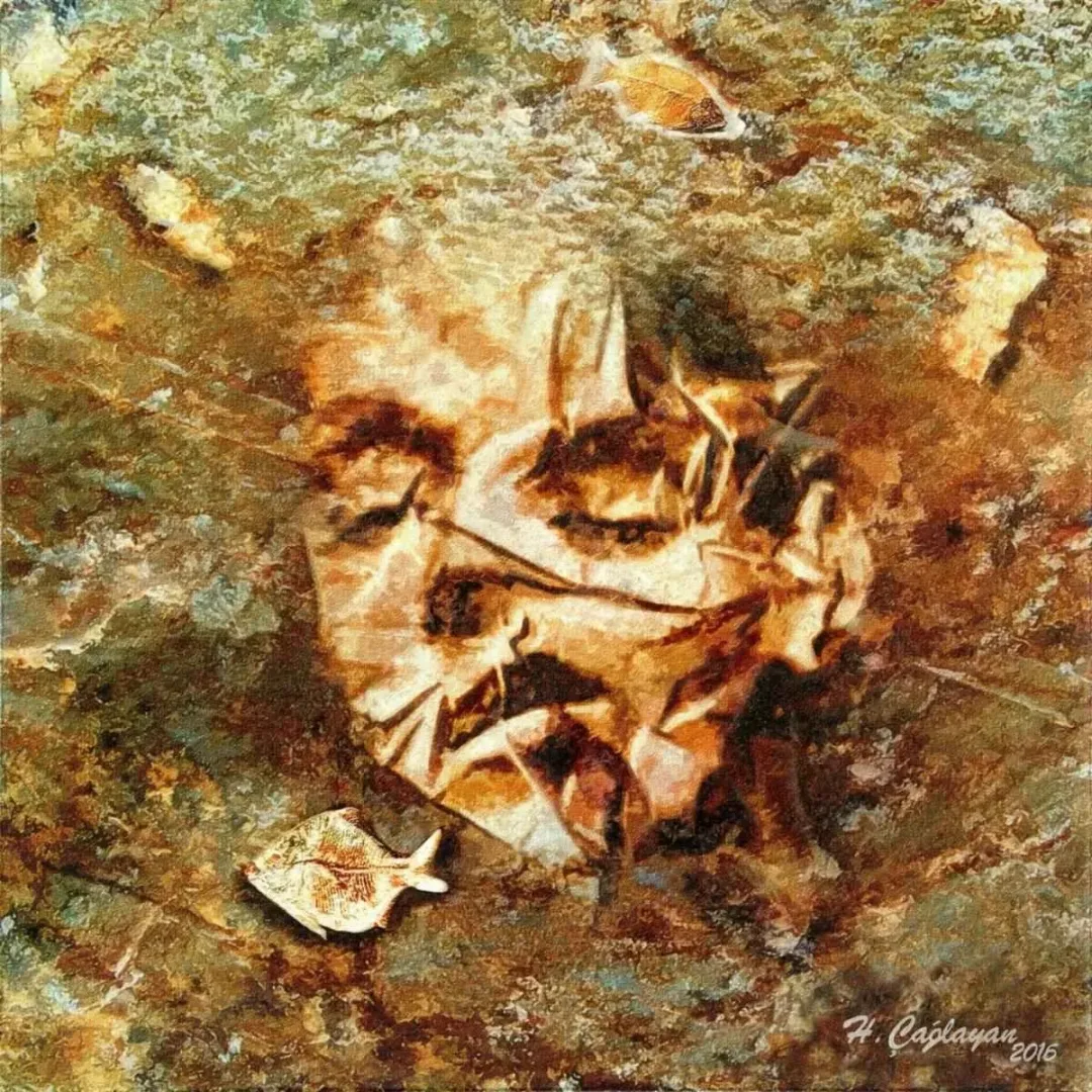 HASAN ÇAĞLAYAN — “Atatürk”, 2016 "Atatürk" eseri HASAN ÇAĞLAYAN tarafından 2016 yılında 25x25 cm ölçülerinde Tuval üzeri karışık teknik tekniği ile yapılmıştır.
