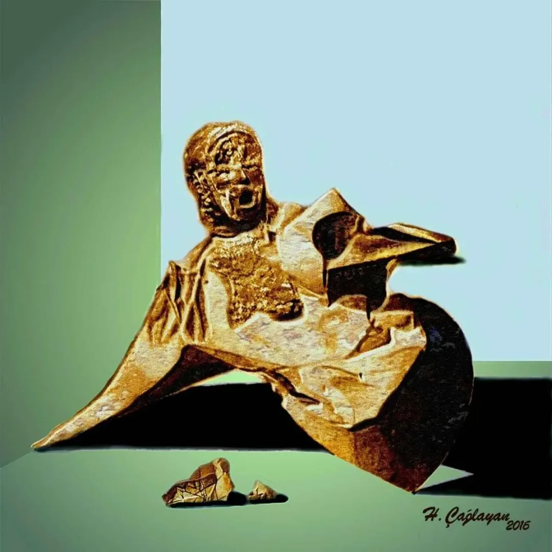 HASAN ÇAĞLAYAN — “Atatürk”, 2016 "Atatürk" eseri HASAN ÇAĞLAYAN tarafından 2016 yılında 25x25 cm ölçülerinde Tuval üzeri karışık teknik tekniği ile yapılmıştır.