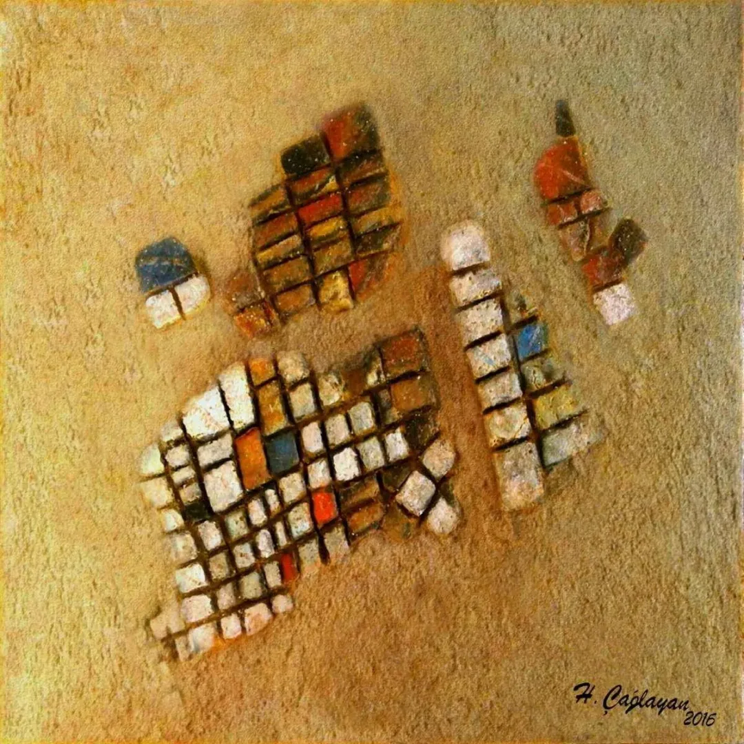 HASAN ÇAĞLAYAN — “Atatürk”, 2016 "Atatürk" eseri HASAN ÇAĞLAYAN tarafından 2016 yılında 25x25 cm ölçülerinde Tuval üzeri karışık teknik tekniği ile yapılmıştır.
