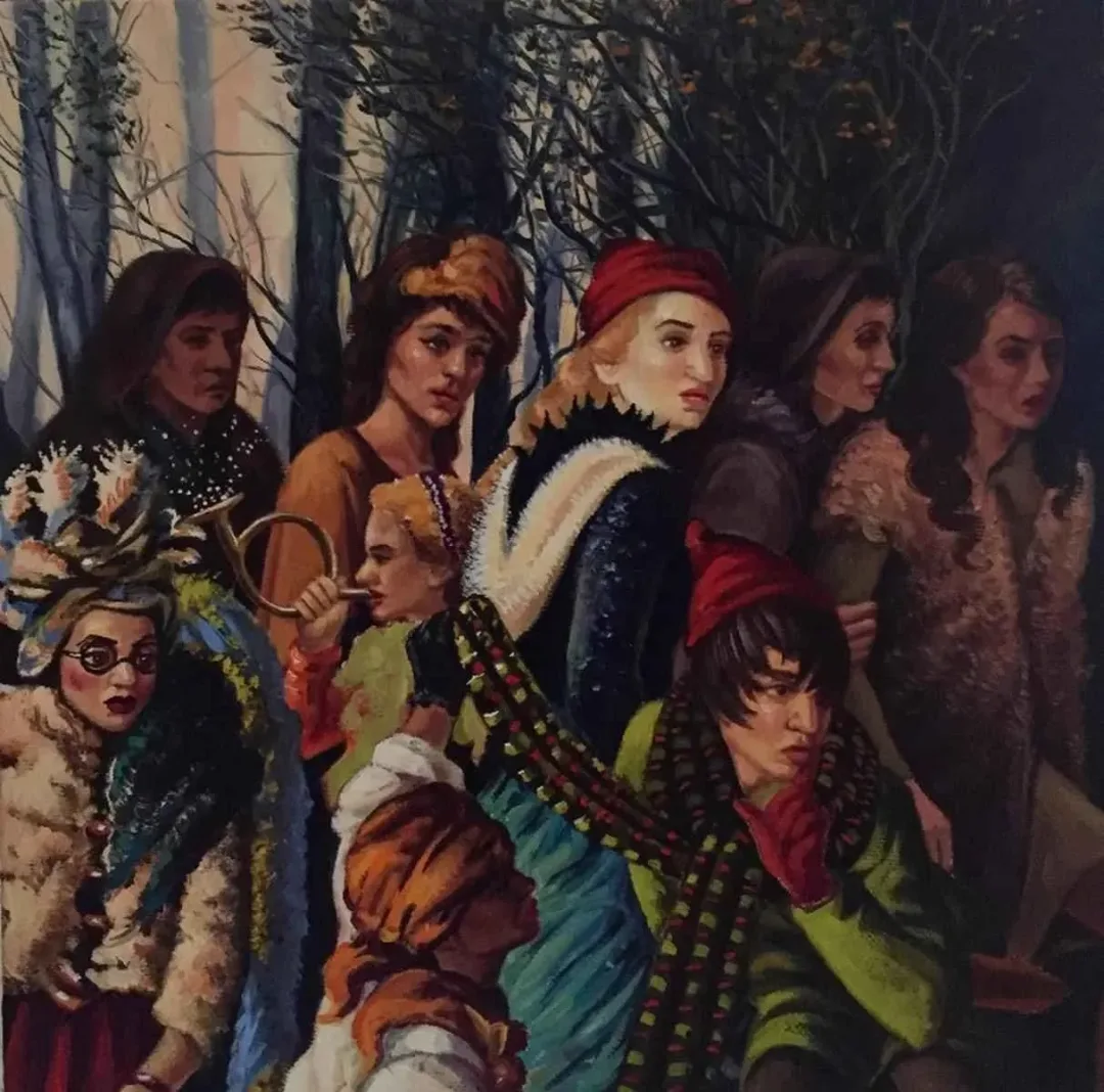 HATİCE BERRAK ÇİÇE — “Dedikodu”, 2016 "Dedikodu" eseri HATİCE BERRAK ÇİÇE tarafından 2016 yılında 25x25 cm ölçülerinde Tuval üzeri yağlı boya tekniği ile yapılmıştır.