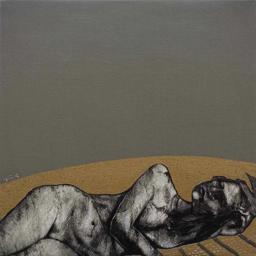 NECMETTİN ÖZLÜ — “isimsiz”, 2016 "isimsiz" eseri NECMETTİN ÖZLÜ tarafından 2016 yılında 25x25 cm ölçülerinde Tuval üzeri karışık teknik tekniği ile yapılmıştır.