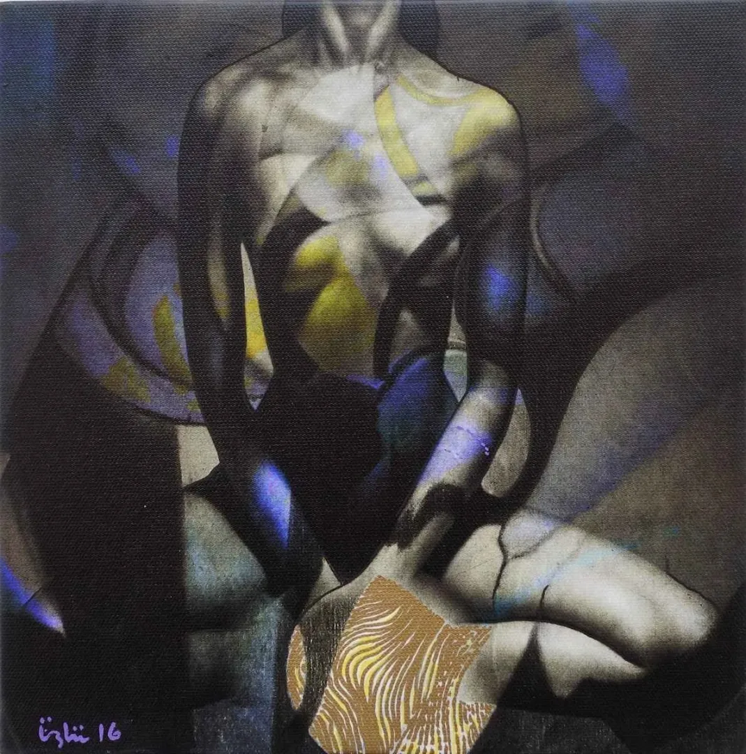 NECMETTİN ÖZLÜ — “isimsiz”, 2016 "isimsiz" eseri NECMETTİN ÖZLÜ tarafından 2016 yılında 25x25 cm ölçülerinde Tuval üzeri karışık teknik tekniği ile yapılmıştır.