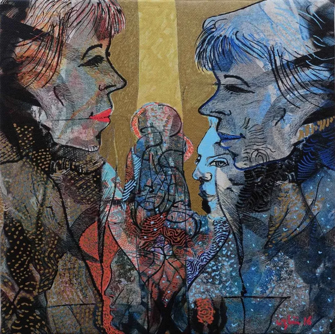 NECMETTİN ÖZLÜ — “isimsiz”, 2016 "isimsiz" eseri NECMETTİN ÖZLÜ tarafından 2016 yılında 25x25 cm ölçülerinde Tuval üzeri karışık teknik tekniği ile yapılmıştır.