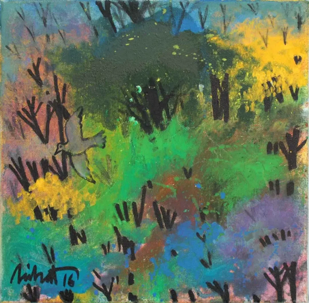 NİHAT KAHRAMAN — “isimsiz”, 2016 "isimsiz" eseri NİHAT KAHRAMAN tarafından 2016 yılında 25x25 cm ölçülerinde Tuval üzeri yağlı boya tekniği ile yapılmıştır.