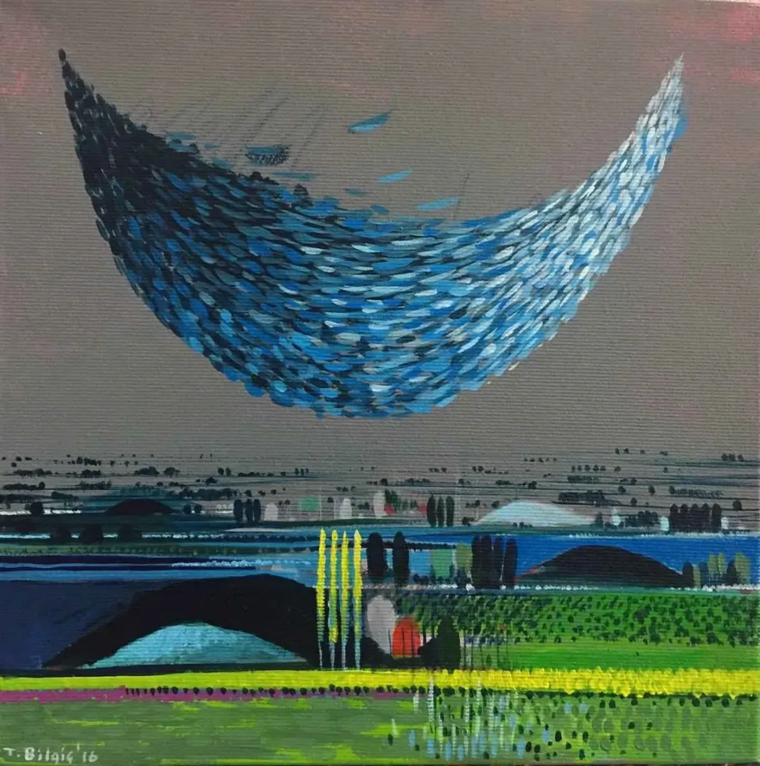 TAMER BİLGİÇ — “isimsiz”, 2016 "isimsiz" eseri TAMER BİLGİÇ tarafından 2016 yılında 25x25 cm ölçülerinde Tuval üzeri akrilik boya tekniği ile yapılmıştır.