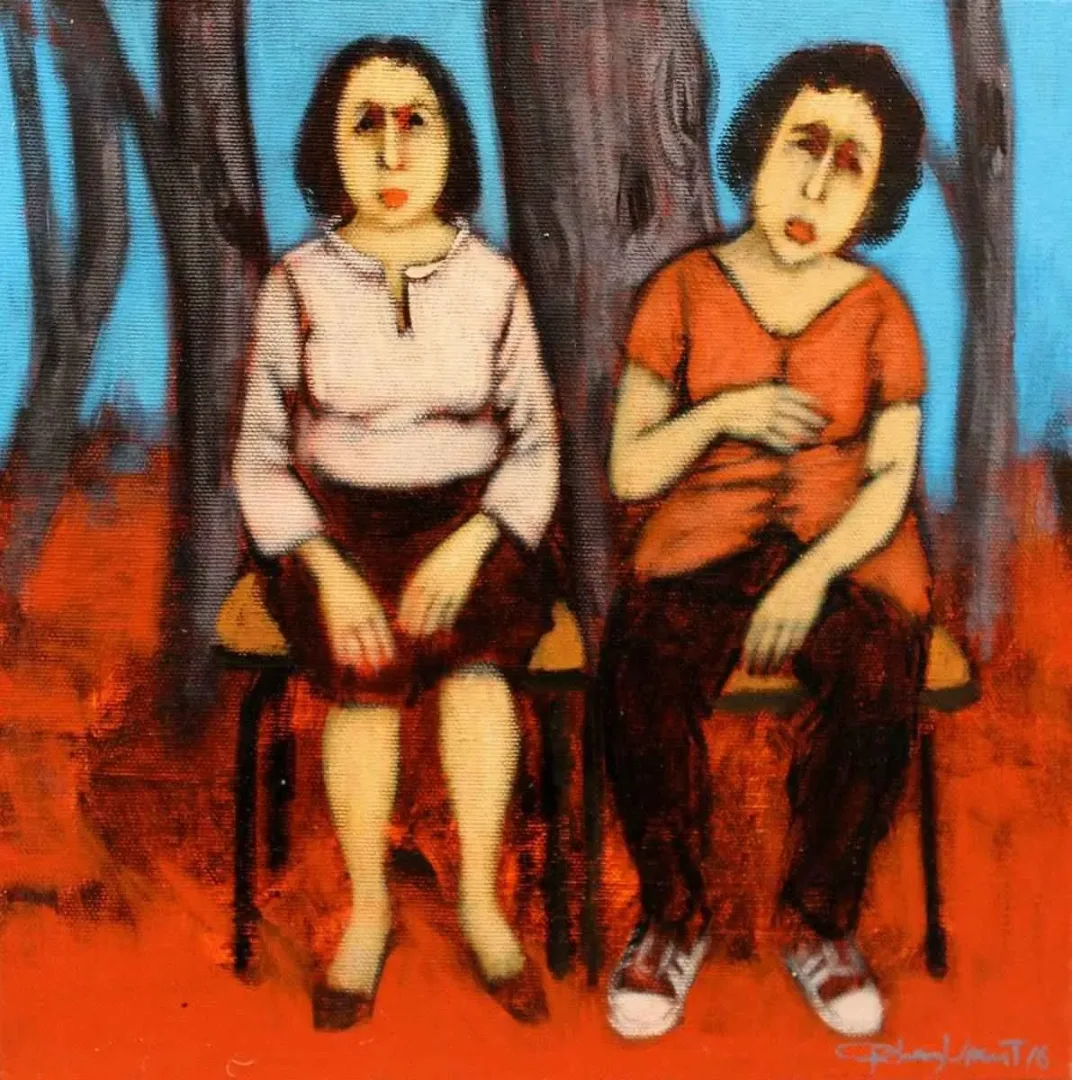 ORHAN UMUT — “isimsiz”, 2016 "isimsiz" eseri ORHAN UMUT tarafından 2016 yılında 25x25 cm ölçülerinde Tuval üzeri akrilik boya tekniği ile yapılmıştır.